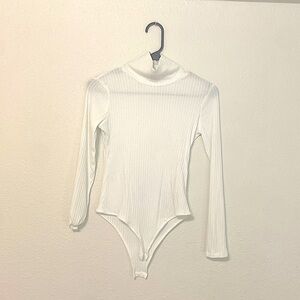 White Ribbed Bodysuit
